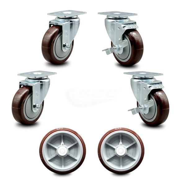 Service Caster Regency 600UBCKIT6 U-Boat Cart Caster and Wheel Replacement Set - USAREG20S414PPUBMRN-TP2-2-TLB-2PPUD820-2